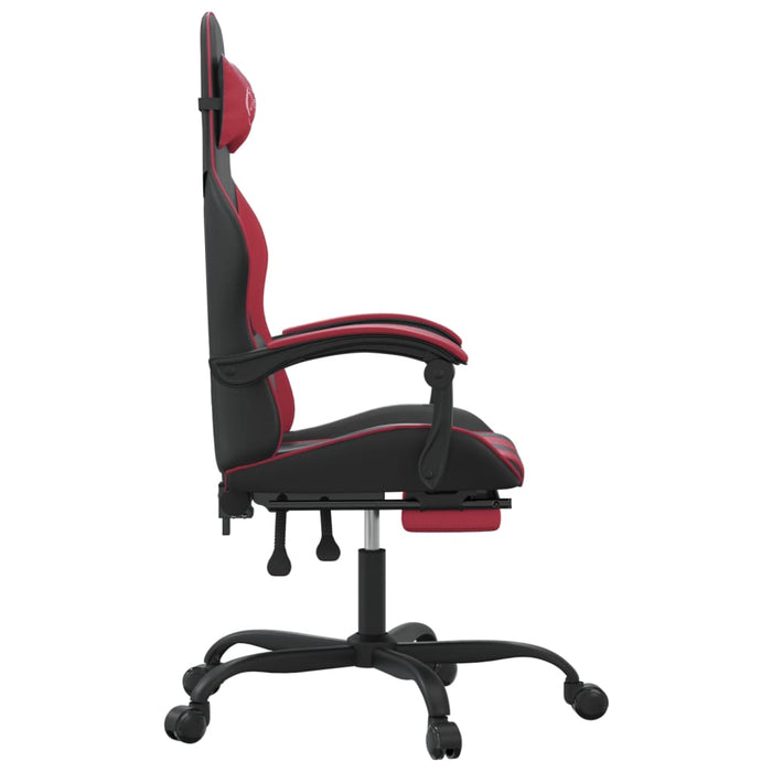 Scaun de gaming cu suport picioare, negru/roșu vin, piele eco - WALTI WALTI