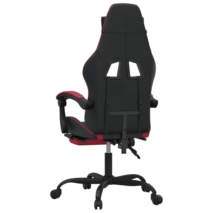 Scaun de gaming cu suport picioare, negru/roșu vin, piele eco - WALTI WALTI
