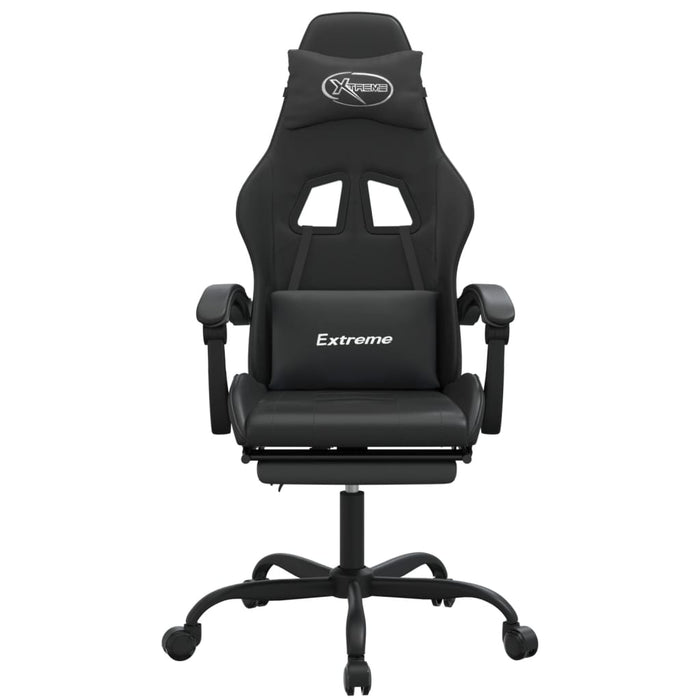 Scaun de gaming cu suport picioare, negru, piele ecologică - WALTI WALTI