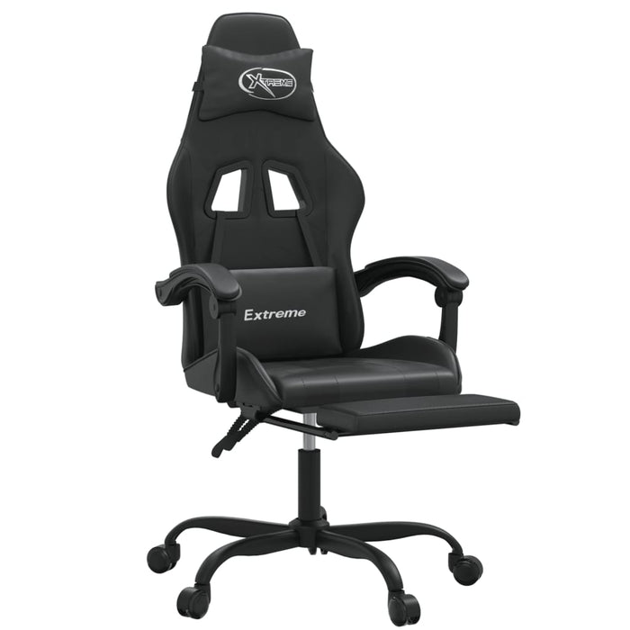 Scaun de gaming cu suport picioare, negru, piele ecologică - WALTI WALTI