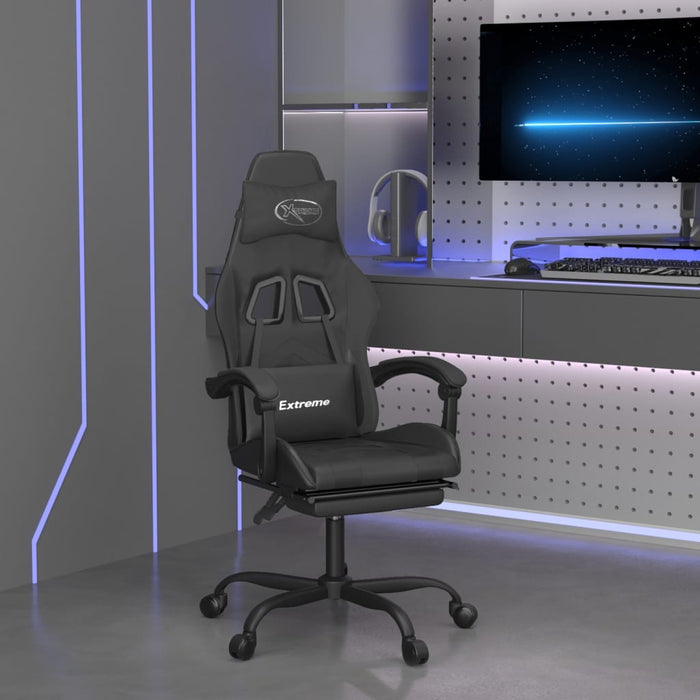 Scaun de gaming cu suport picioare, negru, piele ecologică - WALTI WALTI