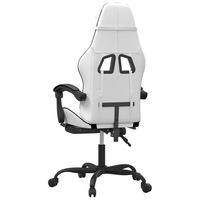 Scaun de gaming cu suport picioare, alb/negru, piele ecologică - WALTI WALTI