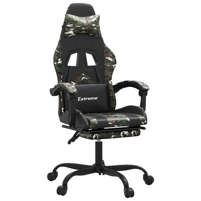 Scaun de gaming cu suport picioare, negru/camuflaj, piele eco - WALTI WALTI