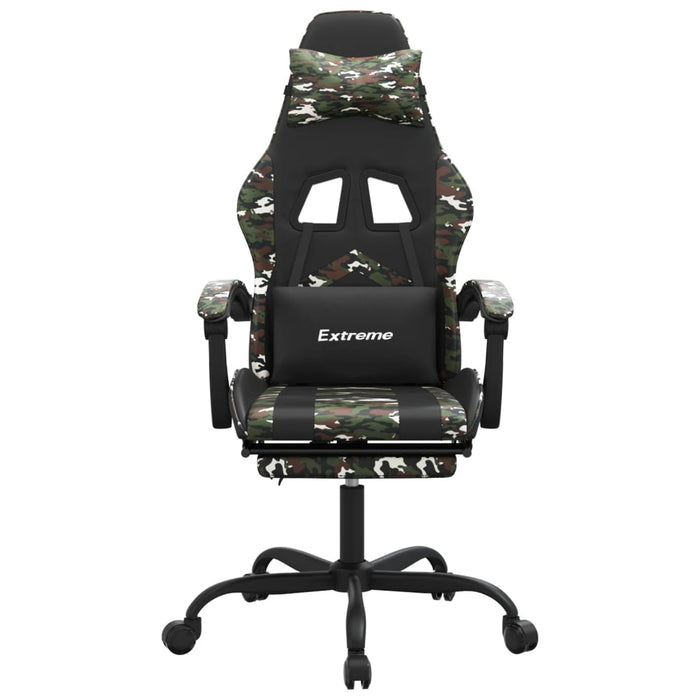 Scaun de gaming cu suport picioare, negru/camuflaj, piele eco - WALTI WALTI