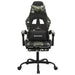 Scaun de gaming cu suport picioare, negru/camuflaj, piele eco - WALTI WALTI