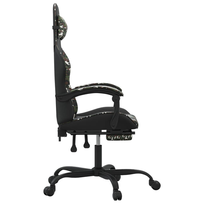 Scaun de gaming cu suport picioare, negru/camuflaj, piele eco - WALTI WALTI