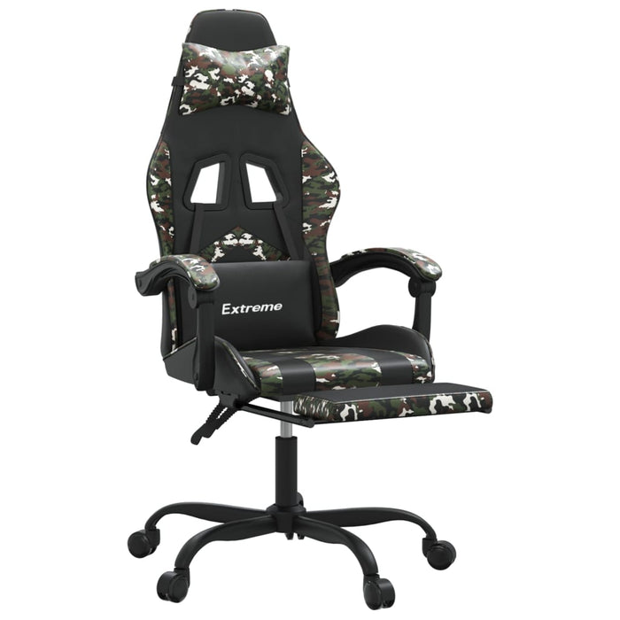 Scaun de gaming cu suport picioare, negru/camuflaj, piele eco - WALTI WALTI