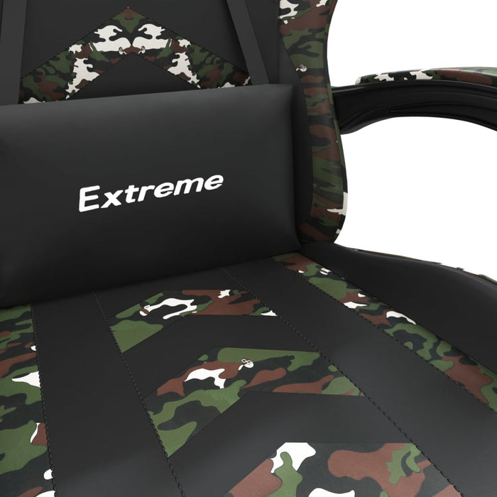 Scaun de gaming cu suport picioare, negru/camuflaj, piele eco - WALTI WALTI