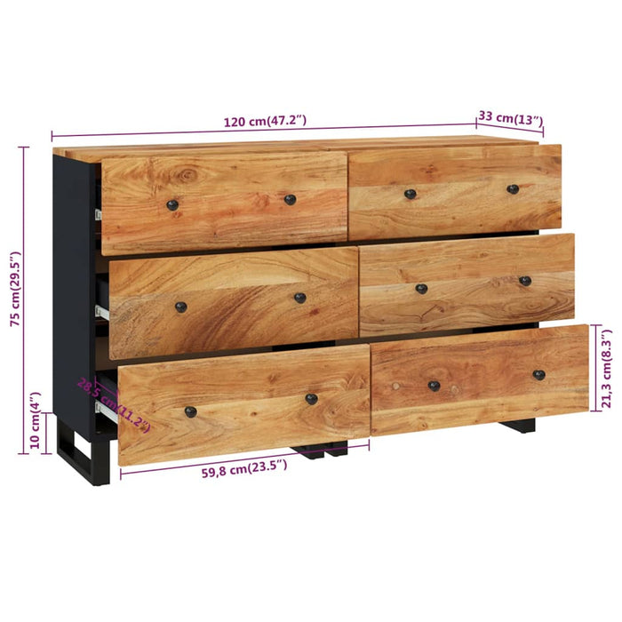 Servante, 2 buc., 60x33x75 cm, lemn masiv de acacia WALTI