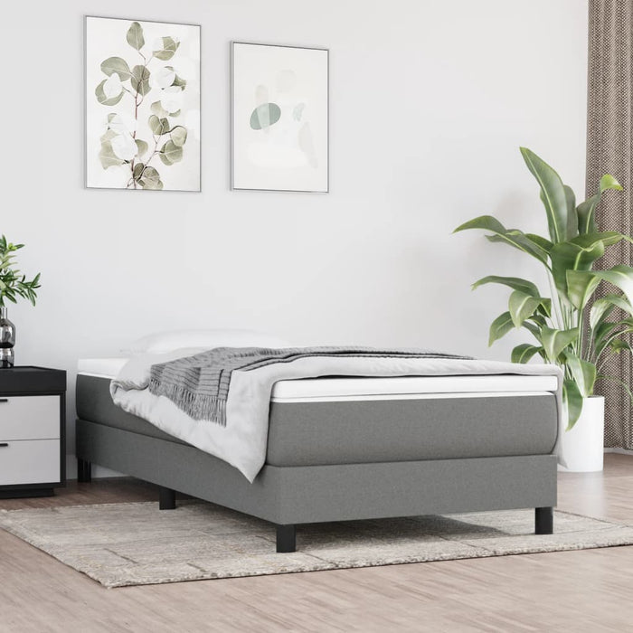 Cadru de pat cu arcuri, gri închis, 100x200 cm, textil WALTI