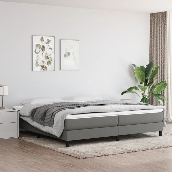 Cadru de pat cu arcuri, gri închis, 200x200 cm, textil WALTI