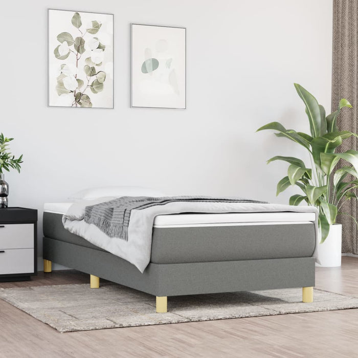 Cadru de pat cu arcuri, gri închis, 100x200 cm, textil WALTI