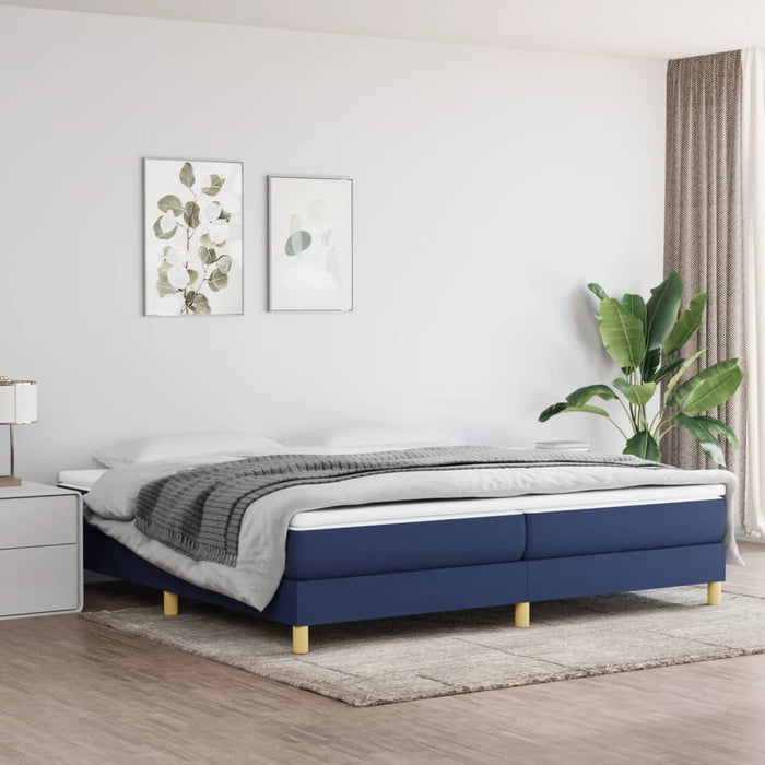Cadru de pat cu arcuri, albastru, 200x200 cm, textil WALTI