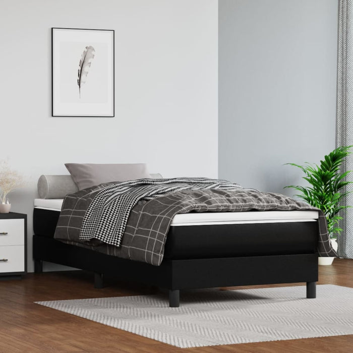 Cadru de pat cu arcuri, negru, 80x200 cm, piele ecologică WALTI