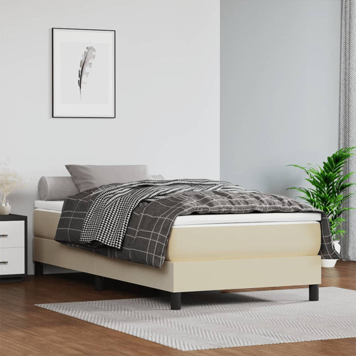 Cadru de pat cu arcuri, crem, 80x200 cm, piele ecologică WALTI