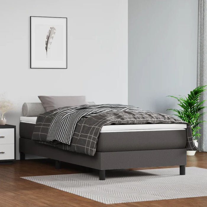 Cadru de pat cu arcuri, gri, 80x200 cm, piele ecologică - WALTI WALTI