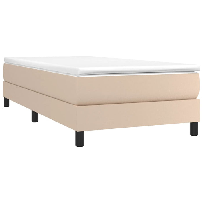 Cadru de pat cu arcuri, cappuccino, 80x200 cm, piele ecologică WALTI