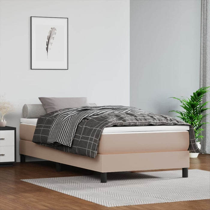 Cadru de pat cu arcuri, cappuccino, 90x200 cm, piele ecologică WALTI