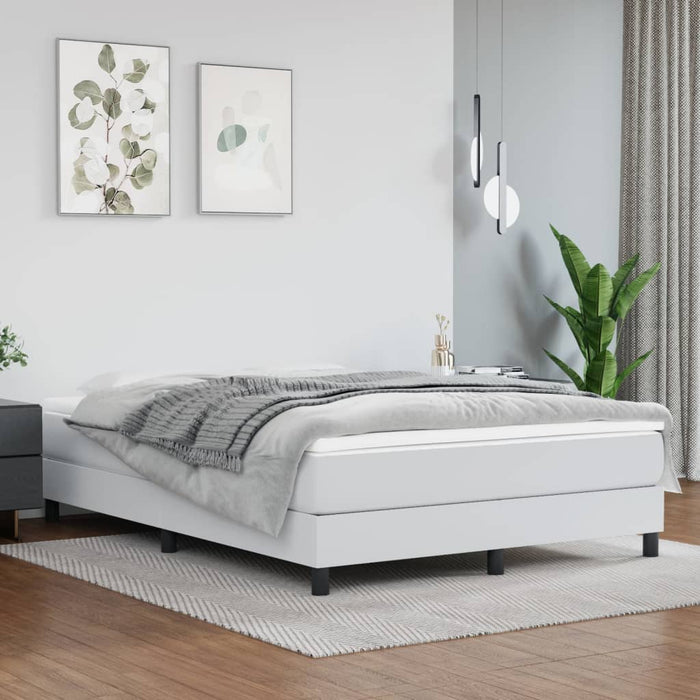 Cadru de pat cu arcuri, alb, 140x190 cm, piele ecologică WALTI