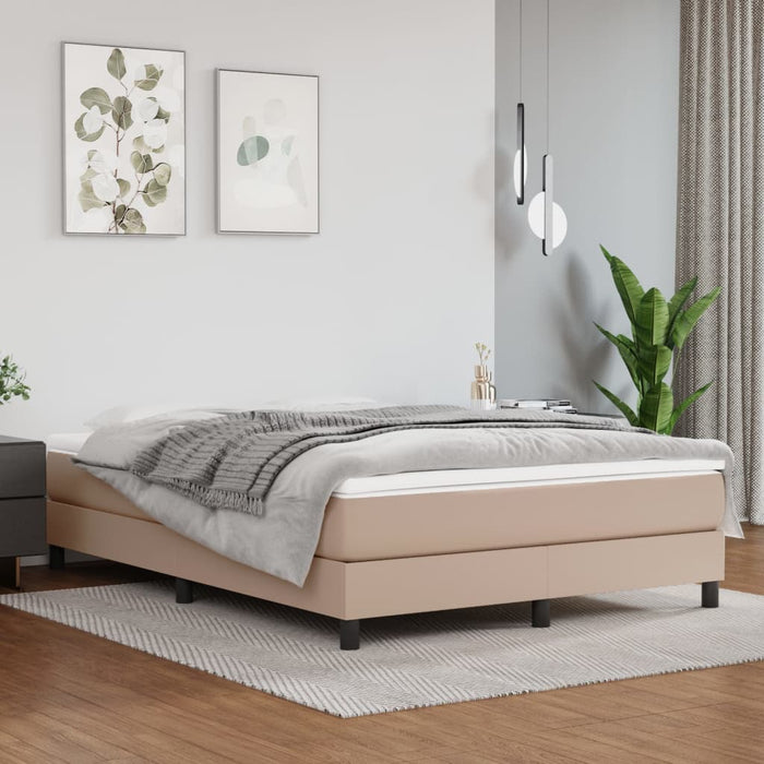 Cadru de pat cu arcuri, cappuccino, 140x190 cm, piele ecologică WALTI
