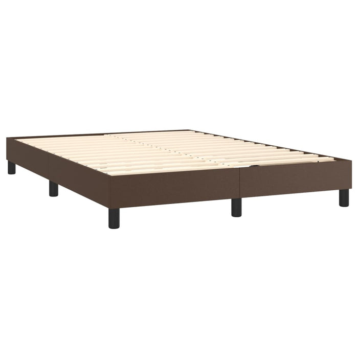 Cadru de pat cu arcuri, maro, 140x200 cm, piele ecologică WALTI