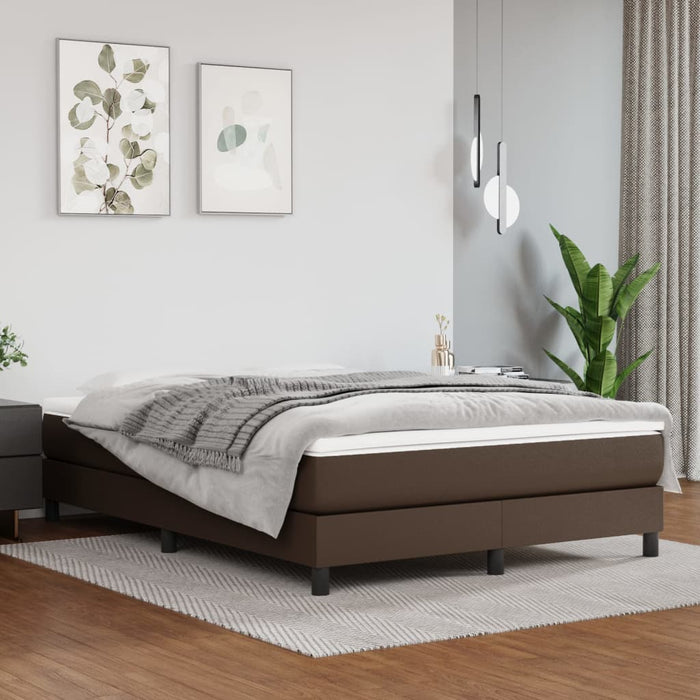 Cadru de pat cu arcuri, maro, 140x200 cm, piele ecologică WALTI