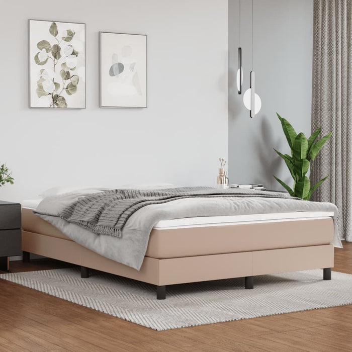 Cadru de pat cu arcuri, cappuccino, 140x200 cm, piele ecologică WALTI
