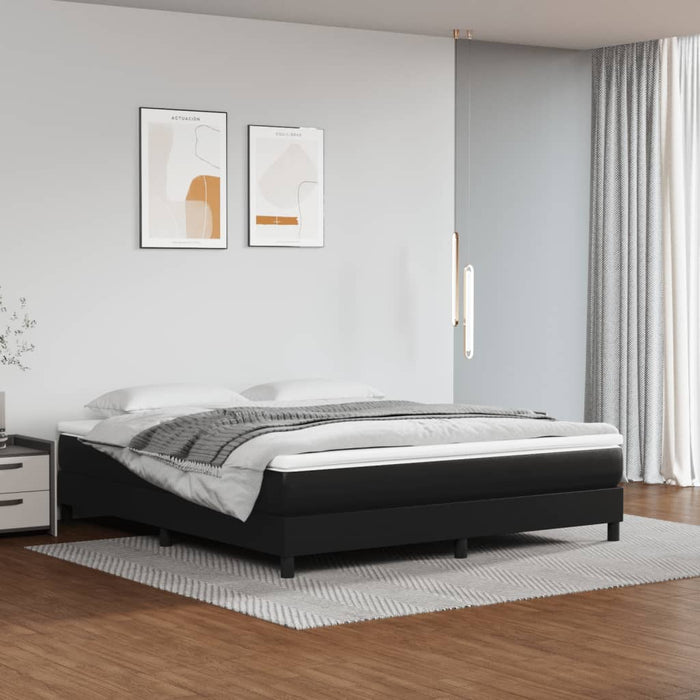 Cadru de pat cu arcuri, negru, 160x200 cm, piele ecologică WALTI