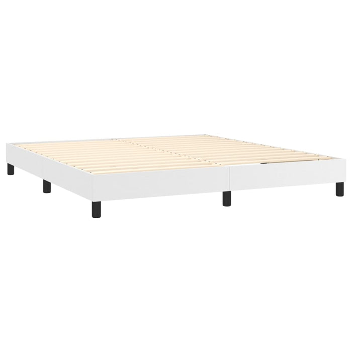 Cadru de pat cu arcuri, alb, 160x200 cm, piele ecologică WALTI