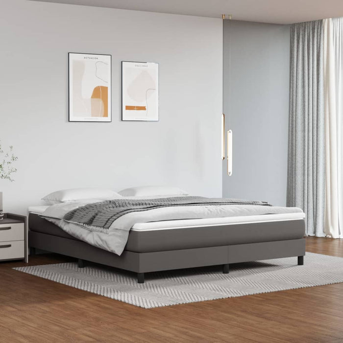 Cadru de pat cu arcuri, gri, 180x200 cm, piele ecologică WALTI