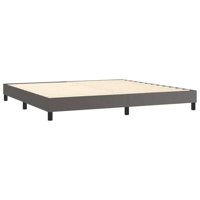 Cadru de pat cu arcuri, gri, 200x200 cm, piele ecologică WALTI