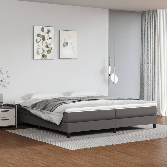Cadru de pat cu arcuri, gri, 200x200 cm, piele ecologică WALTI