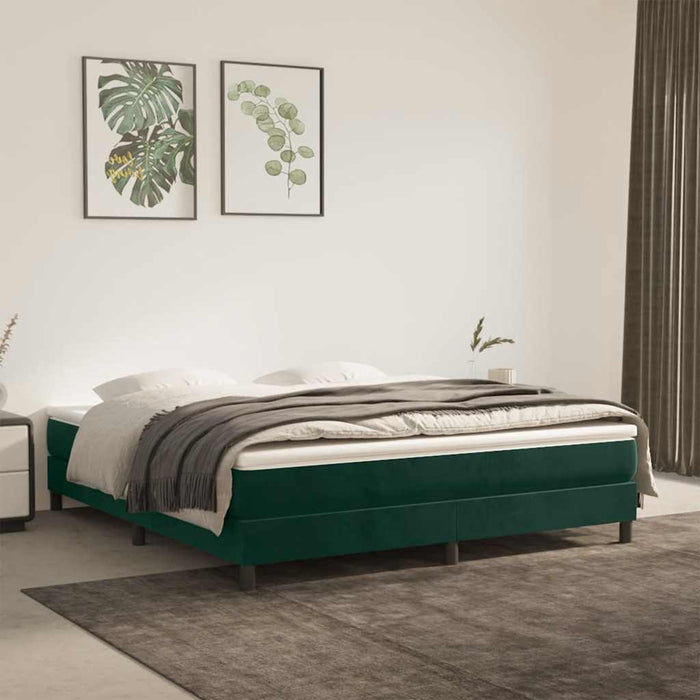 Cadru de pat cu arcuri, verde închis, 160x200 cm, catifea WALTI