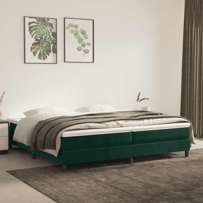 Cadru de pat cu arcuri, verde închis, 200x200 cm, catifea WALTI