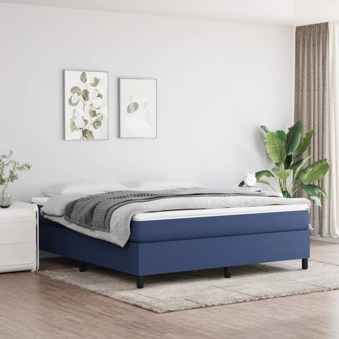 Cadru de pat cu arcuri, albastru, 160x200 cm, textil WALTI