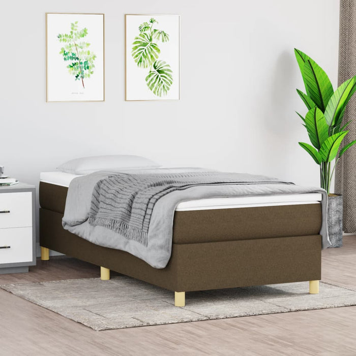 Cadru de pat cu arcuri, maro închis, 80x200 cm, textil WALTI