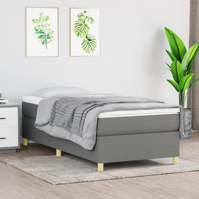 Cadru de pat cu arcuri, gri închis, 100x200 cm, textil WALTI