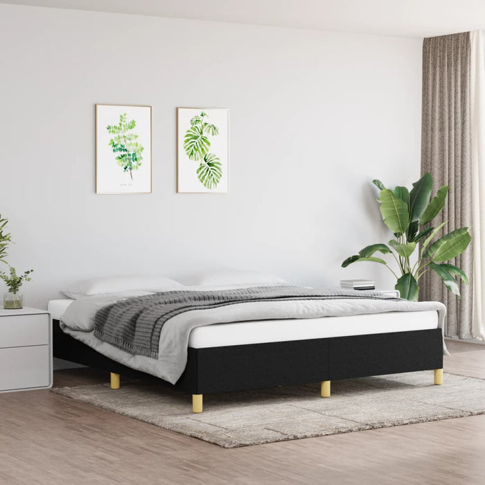 Cadru de pat cu arcuri, negru, 160x200 cm, textil WALTI