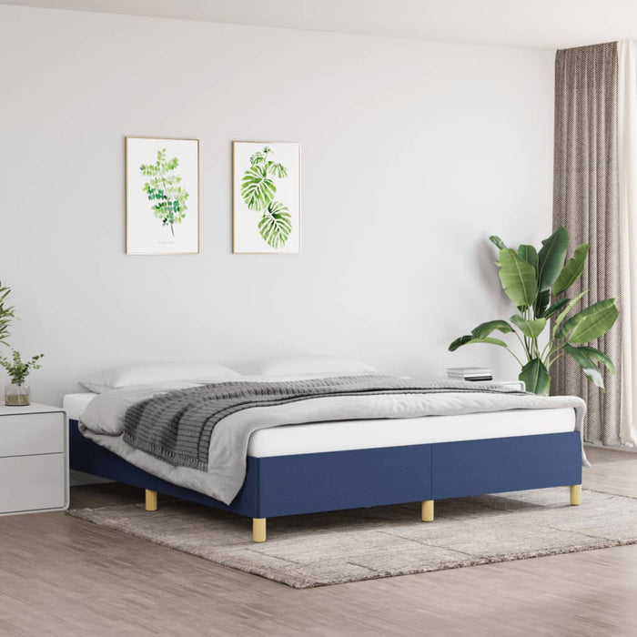 Cadru de pat cu arcuri, albastru, 160x200 cm, textil WALTI