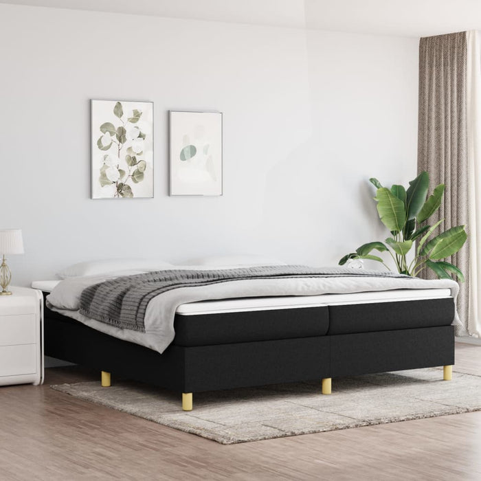 Cadru de pat cu arcuri, negru, 200x200 cm, textil WALTI