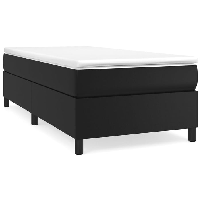 Cadru de pat cu arcuri, negru, 90x190 cm, piele ecologică WALTI
