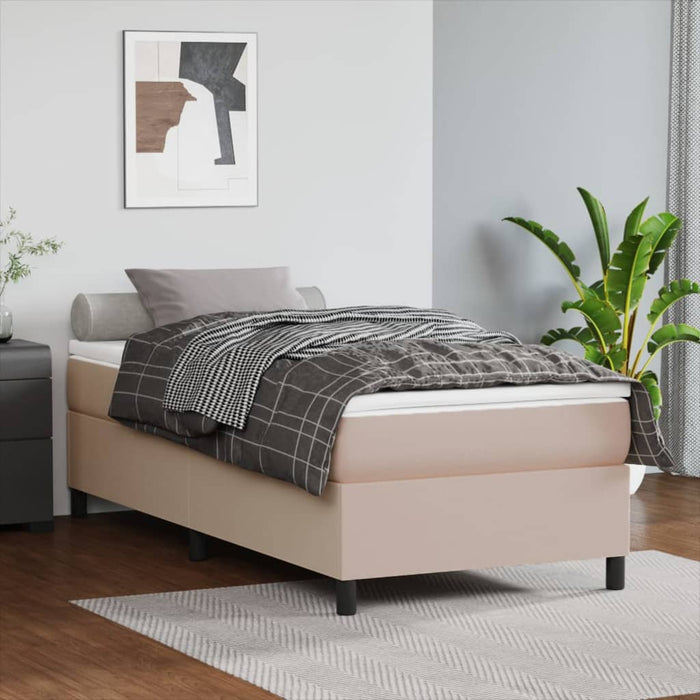 Cadru de pat cu arcuri, cappuccino, 90x190 cm, piele ecologică WALTI