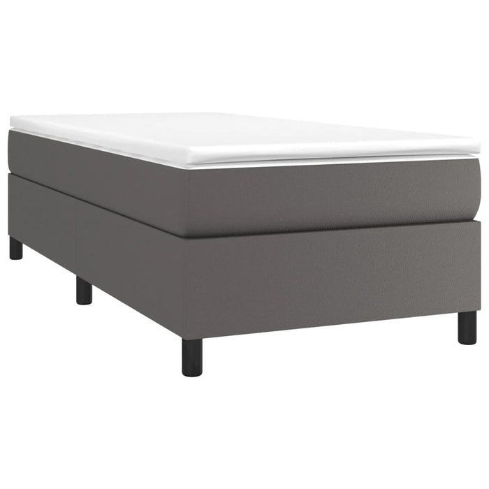Cadru de pat cu arcuri, gri, 90x200 cm, piele ecologică WALTI