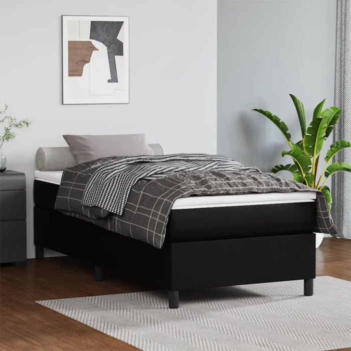 Cadru de pat cu arcuri, negru, 100x200 cm, piele ecologică WALTI