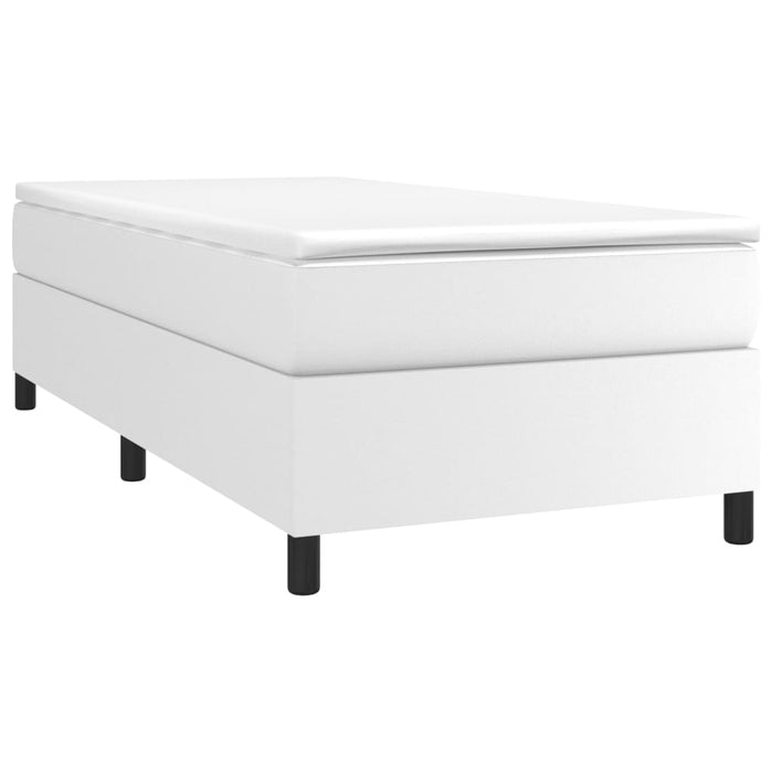 Cadru de pat cu arcuri, alb, 100x200 cm, piele ecologică WALTI