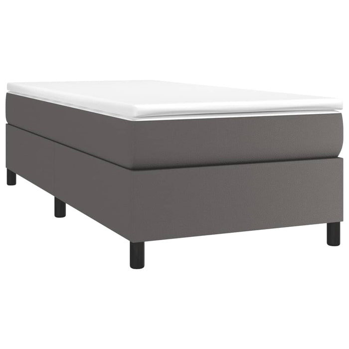 Cadru de pat cu arcuri, gri, 100x200 cm, piele ecologică WALTI