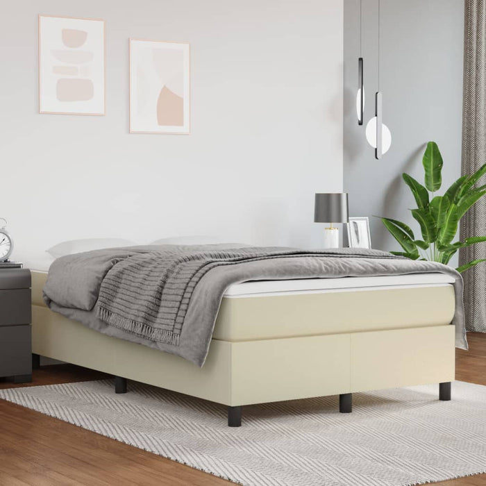 Cadru de pat cu arcuri, crem, 120x200 cm, piele ecologică WALTI