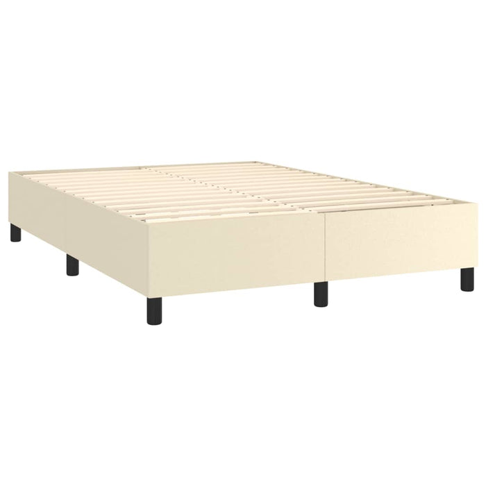 Cadru de pat cu arcuri, crem, 140x190 cm, piele ecologică WALTI