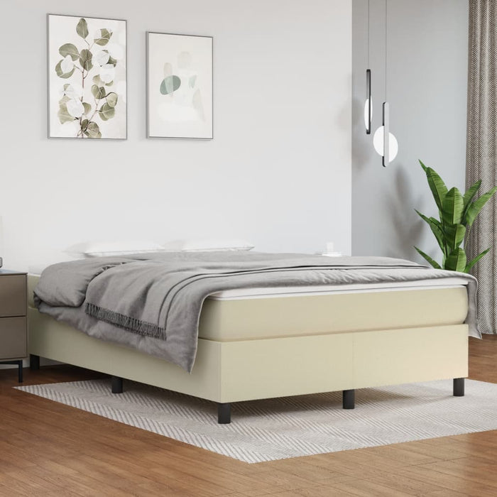 Cadru de pat cu arcuri, crem, 140x190 cm, piele ecologică WALTI