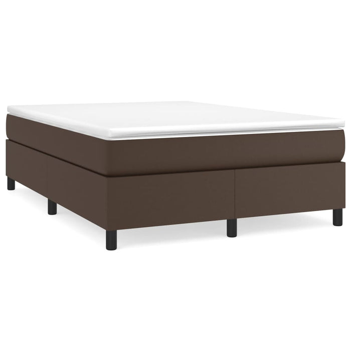 Cadru de pat cu arcuri, maro, 140x190 cm, piele ecologică WALTI